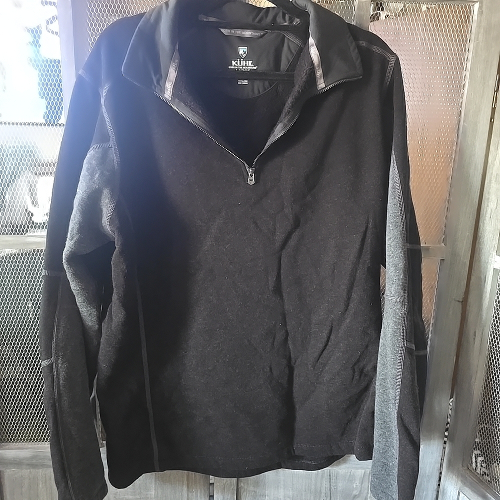Kuhl Black and Steel Fleece 1/4 Zip Up Sweater, Sz Large, NWOT